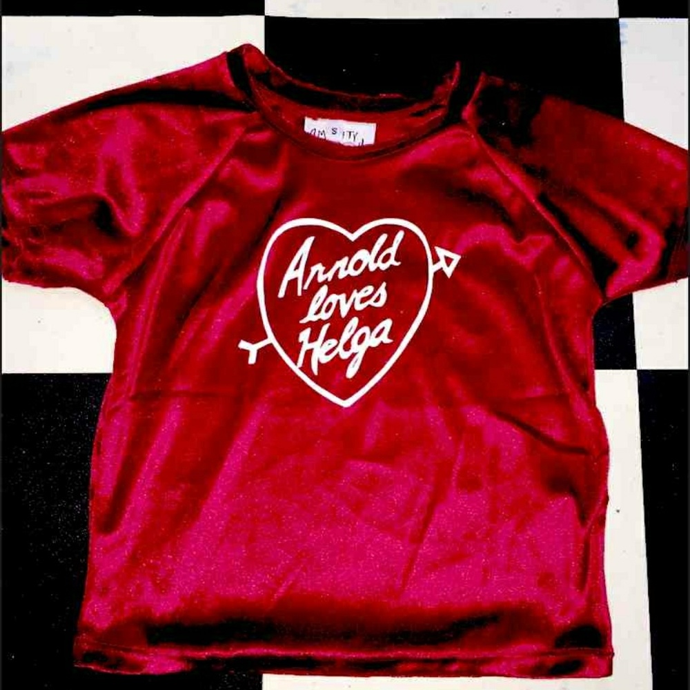 "Arnold Loves Helga" Red Velvet Crop Top